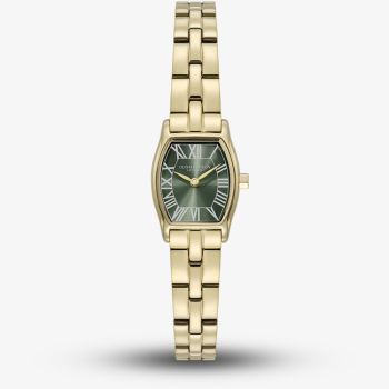Olivia Burton Ladies Cambridge Green Dial Gold Plated Stainless Steel Bracelet Watch 24000390
