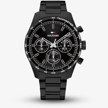 Tommy Hilfiger Mens Hampton Black Dial Bracelet Watch 1792280