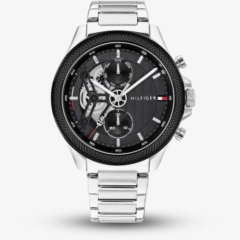 Tommy Hilfiger Mens Clark Half Skeleton Dial Bracelet Watch 1792289