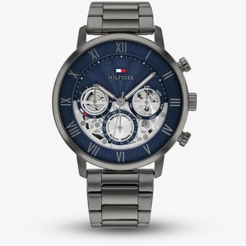 Tommy Hilfiger Mens Legend Half Skeleton Dial Bracelet Watch 1710707