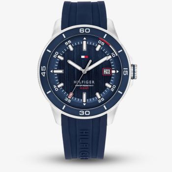 Tommy Hilfiger Mens Remy Blue Dial Silicone Strap Watch 1792225