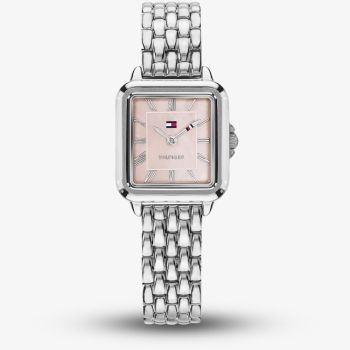 Tommy Hilfiger Ladies Mia Square Pink Mother of Pearl Dial Bracelet Watch 1782914
