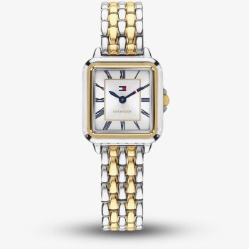 Tommy Hilfiger Ladies Mia Two Tone Square Silver Dial Bracelet Watch 1782915