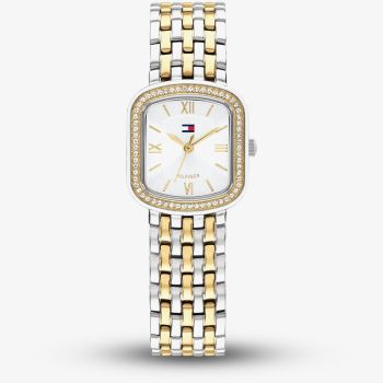 Tommy Hilfiger Ladies Abby Two Tone Square Silver Dial Bracelet Watch 1782922