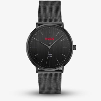 HUGO Mens #Style 3H Black Dial Mesh Bracelet Watch 1530474