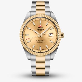 Swiss Military Mens Classic Automatic Champagne Dial Two Tone Bracelet Watch SMA34110.07