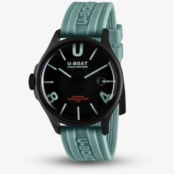 U-BOAT Mens Darkmoon Black Dial Green Rubber Strap Watch U9526/B
