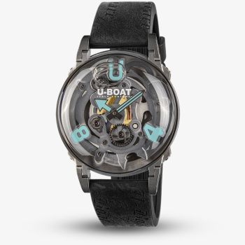 U-BOAT Mens U-65 Skeleton Dial Black Rubber Strap Watch U3352
