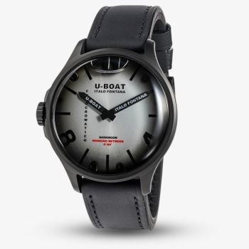 U-BOAT Mens Darkmoon Kama Grey Multi-Tone Dial Black Leather Strap Watch U3339