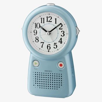 Seiko Blue Plastic Desk Recordable Alarm Clock QHE158L