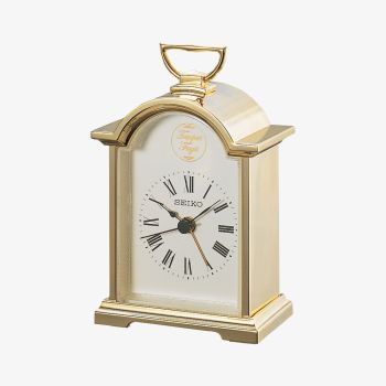 Seiko Gold Plated Mantel &amp; Carriage Clock QHE004G