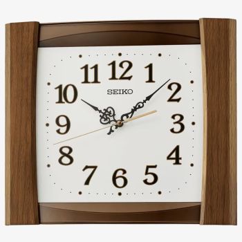 Seiko Clocks Retro Dark Wood Wall Clock QXA827Z