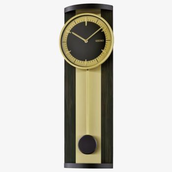 Seiko Clocks Timeless Black &amp; Gold-Coloured Wooden Pendulum Wall Clock QXC244G
