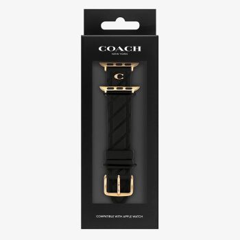 Coach Ladies Black Silicone Quilted Apple Watch Strap 14700317