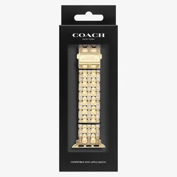 Coach Ladies Gold Tone Crystal Set Apple Watch Strap 14700262