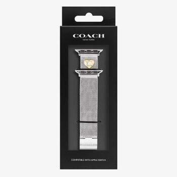 Coach Ladies Silver Mesh Apple Watch Strap 14700239