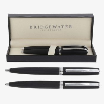 Bridgewater Stirling Matte Black &amp; Chrome Ballpoint Pen &amp; Pencil Set 337452