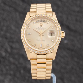 Pre-Owned Rolex Mens Day-Date 18ct Gold Bracelet Watch 18038