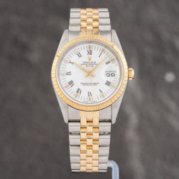 Pre-Owned Rolex Mens Datejust White Dial Two Colour Bracelet Watch 15223