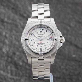 Pre-Owned Breitling Mens Colt White Dial Silver Bracelet Watch A7438010/G598