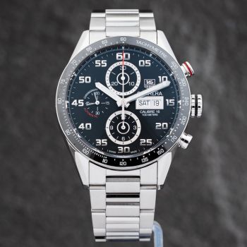Pre-Owned TAG Heuer Mens Carrera Calibre 16 Black Dial Bracelet Watch CV2A1R.BA0799