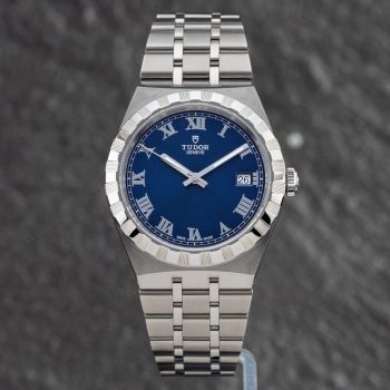 Pre-Owned Tudor Mens Royal Blue Dial Silver Bracelet Watch 28500
