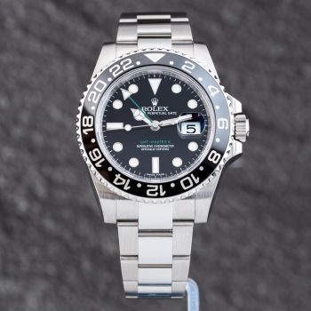 Pre-Owned Rolex Mens GMT Master II Black Bracelet Watch 116710LN