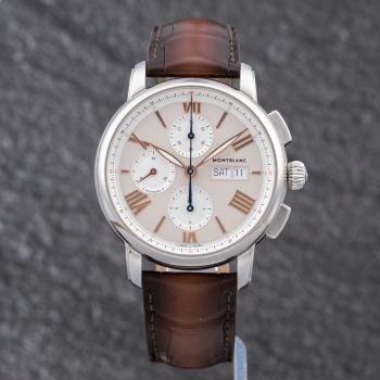 Pre-Owned Montblanc Mens Star Legacy Cream Dial Leather Strap Watch 126080