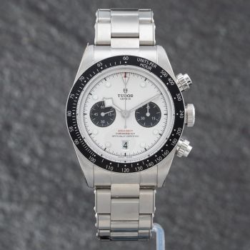 Pre-Owned Tudor Mens Black Bay White Dial Bracelet Watch M79360N-0012