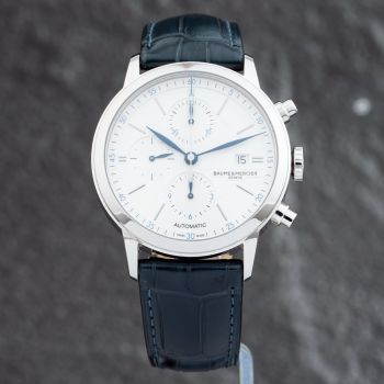 Pre-Owned Baume &amp; Mercier Mens Classima Silver Dial Leather Strap Watch 10330