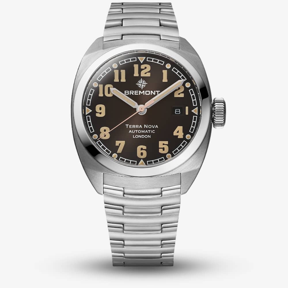Bremont Terra Nova 40.5 Date Brown &amp; Silver Watch TN40-DT-SS-BK-B