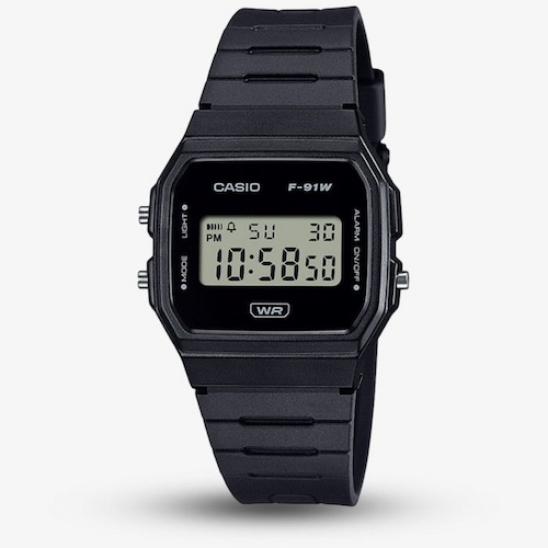 CASIO Black Dual Display Digital Watch F-91WB-1AEF