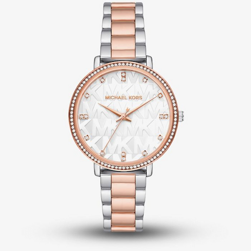 Michael Kors Ladies Pyper Two Tone Silver & Rose Gold Watch
