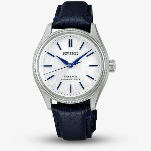Seiko Limited Edition 145th Anniversary Presage Shironeri Navy Blue Leather Strap Watch