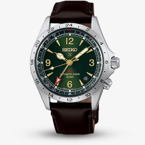 Seiko Mens Prospex Alpinist GMT Green Dial Strap Watch