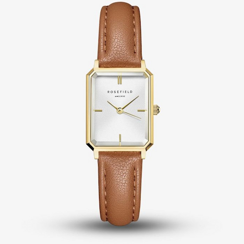 ROSEFIELD Ladies Octagon XS White Dial Leather Strap Watch