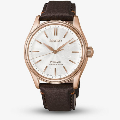 Seiko Mens Presage Classic Series x Tomioka Silk Promotion Organisation Limited Edition White Dial Strap Watch