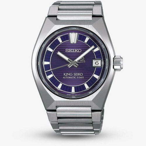 Seiko Mens King Seiko VANAC 'Tokyo Highway' Purple Dial Titanium Bracelet Watch