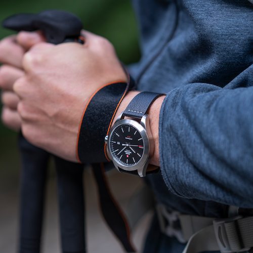 Swiss Military Mens Automatic Black Leather Strap Watch