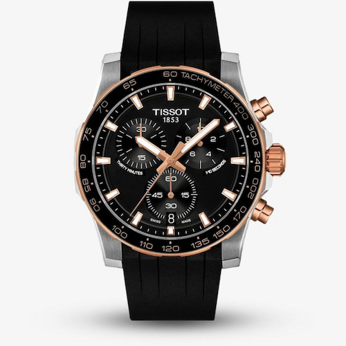 Tissot Mens SuperSport Black Chronograph Dial Rubber Strap Watch