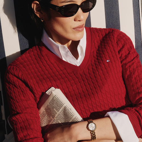 Tommy Hilfiger Ladies Annie Golden Silver Dial Bracelet Watch