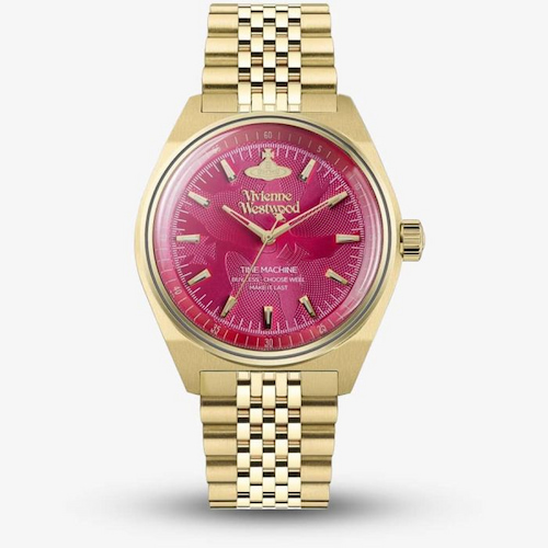 Vivienne Westwood Lady Sydenham Gold Plated Hot Pink Dial Watch