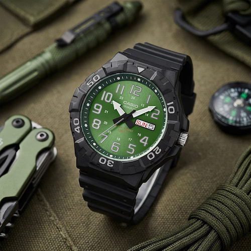 Casio Mens Green Face Series Day Date Watch