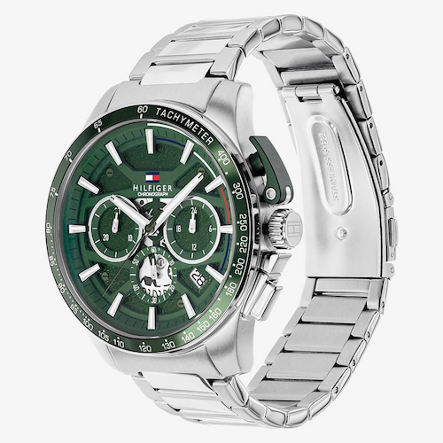 Tommy Hilfiger Mens Bank Chronograph Green Dial Bracelet Watch