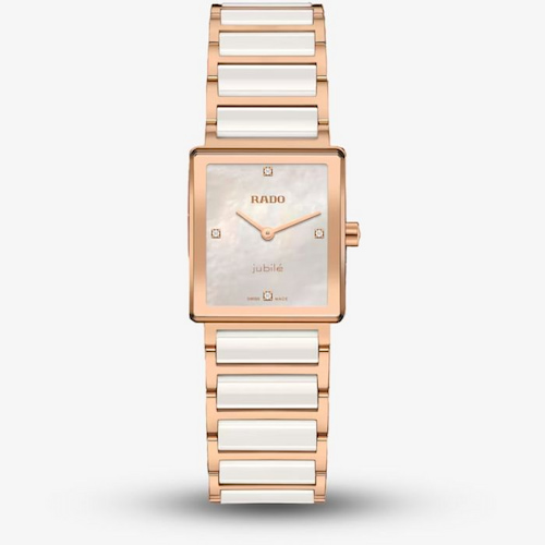 Rado Ladies Integral Diamonds Square White Mother Of Pearl Dial Watch