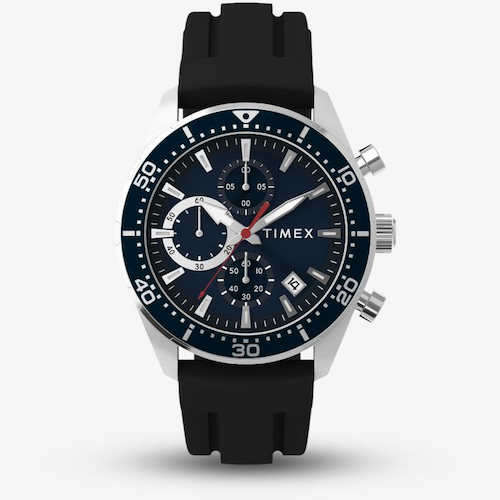 Timex Mens Ridgefield Chronograph Blue Rubber Strap Watch