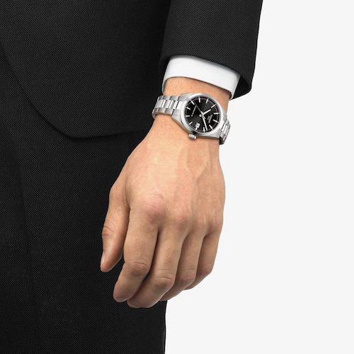 Tissot Mens Gentleman 38mm Powermatic 80 Black Dial Bracelet Watch