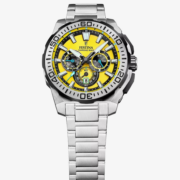Festina Mens Chrono Bike Yellow Dial Chronograph Watch
