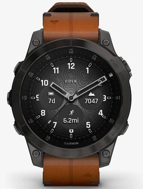 Garmin epix 2 47mm Black Case & Leather Strap Smartwatch
