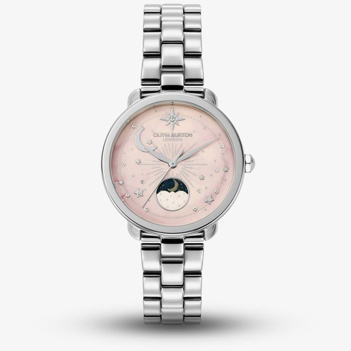Olivia Burton Moonphase Pink Celestial Dial Watch